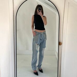 Adika Sparkz Rhinestone Detail Ripped Jeans NWT Size L